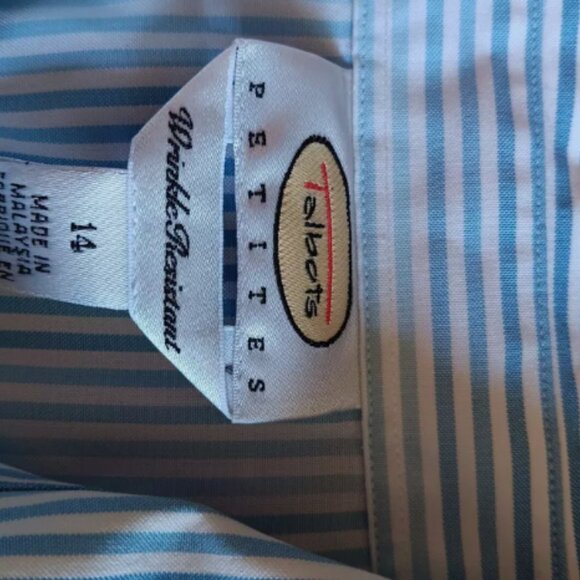 Talbots StripeTop Plus Size 14WP Petite Wrinkle Resistant Cotton Professional B4 - Picture 4 of 7